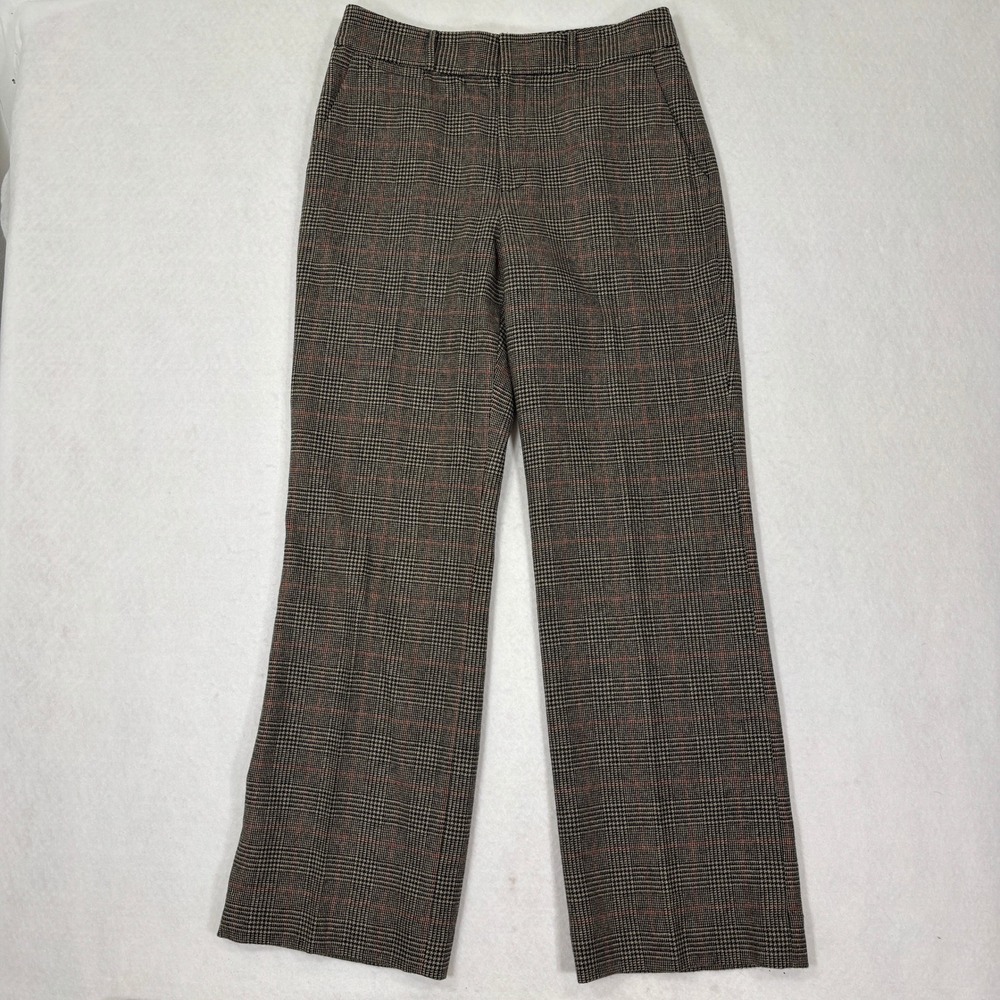 Lauren Ralph‎ Lauren Plaid High Rise Wool Blend Trouser Pants Sz 10 Straight Leg